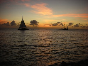Gorgeous Sunset in Aruba with sailboat December 2008
